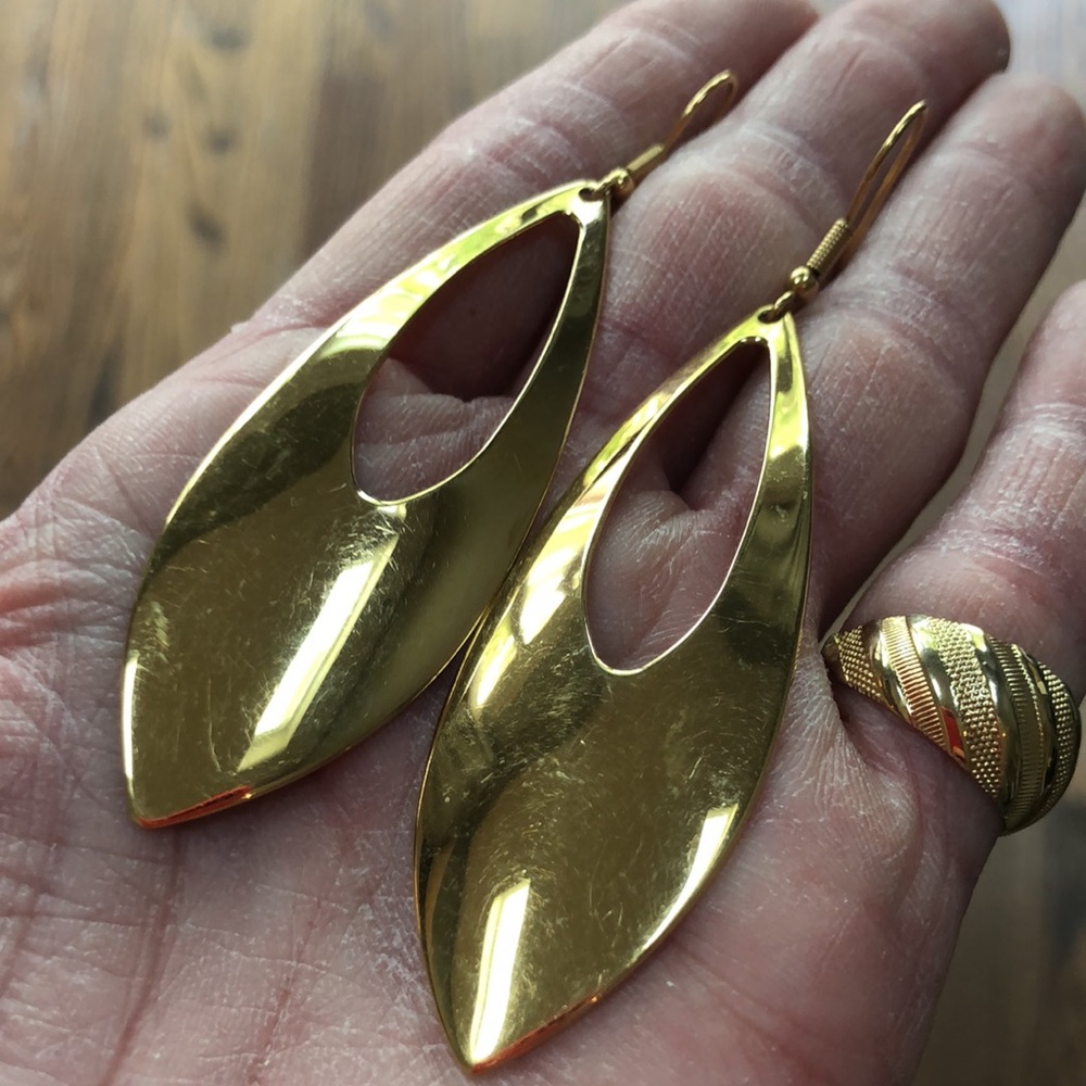 ED FORCE Oversized geometric gold metallic earrings Metallic statement Quiet Lux - Picture 4 of 9